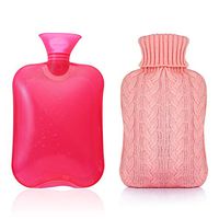 Samply Hot Water Bottle- 2 Liter Water Bag with Knitted Cover,Transparent Pink