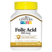21st Century Folic Acid 800 mcg Tablets, 180-Count (Pack of 2)