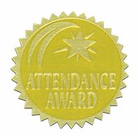 Self-Adhesive 1 3/4" Gold Foil Stamped Certificate Seals - Attendance Award - 216 Total!