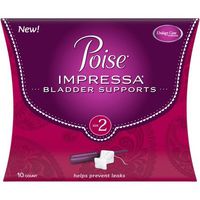 Poise Impressa Bladder Supports, Size 2 - 2 Packs of 10 each (Total 20 Tampons)