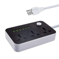 Power Strip with 6 USB(5V 3.1A) 3 Outlet, Long Cord Universal Socket, 6.5ft Power Cord, 2500W Circuit Breaker, Child Safe Door