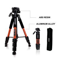 Camera Phone Tripod, Portable and Adjustable,Q111 Professional Portable Aluminum Travel DSLR Camera Tripod Pan Head - Orange