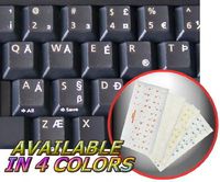 ENGLISH US INTERNATIONAL KEYBOARD STICKERS WITH WHITE LETTERING TRANSPARENT BACKGROUND
