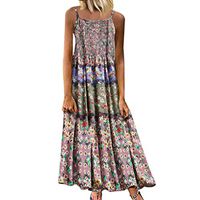 Bohemian Dresses for Women Plus Size Floral Print Vintage Long Maxi Dress