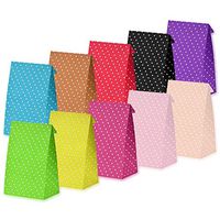 Trounistro 30 Pieces Dot Paper Bags Party Favor Bags Paper Bags Kraft Bag Flat Paper Bags Gift Bags Color Paper Bags Grocery Bags - 10 Color