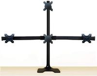 EZM Deluxe Pyramid Quad Monitor Mount Stand Free Standing with Grommet Mount Option up to 28" (002-0030)
