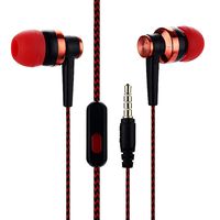 856store Waterproof Stereo 3.5mm in-Ear Braided Wired Earbuds Earphone Universal Headphone with Mic - Red for iPhone, iPad, iPod, Mp3 Players, Samsung Etc