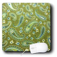 3dRose LLC 8 x 8 x 0.25 Inches Mouse Pad, Green/Aqua Paisley Pattern (mp_43780_1)