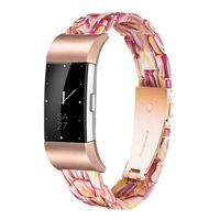 Ayeger Resin Band Compatible with Fitbit Charge 2/2 HR,Women Men Resin Accessory Rose Gold Buckle Band Wristband Strap Blacelet for Fitbit Charge 2/2 HR Smart Watch Fitness(Red)