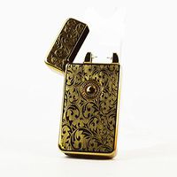 Unishow ® Single Arc Classical Design USB Rechargeable Flameless Windproof Electronic Lighter (Gold Flower)