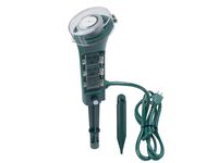Monoprice 6 Outlet Out Door Yard Stake Power Strip - Green with 24 Hour Programable Timer
