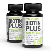 Giant Sports Biotin Plus Marine Collagen for Hair Growth, Skin & Nails | Fuller Stronger Healthier Hair | (2 Pack) 120 Capsules - 10,000 mcg per Serving