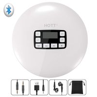 Bluetooth CD Player Portable Personal Walkman Small Compact MP3 Disc CD Player with USB Charging Cable, LCD Display, Anti-Slip/Anti-Shock Protection for Adults Students Kids, White