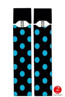 Vinyl Decal Stickers - Blue/Teal Polka Dot Polka Dots Black Background - Skin Wrap for Juul Vape (2 Pack)