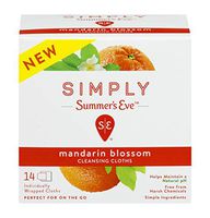 Simply Summer's Eve Cleansing Cloth, Mandarin Blossom, 14 Count