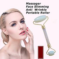 Asingeloo Roller Anti Aging Natural Stone Roller Therapy 100% Natural Stone Facial Roller Double Head Neck Healing Slimming Massager (White Opal, Double Head)