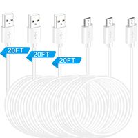 20FT 3Pack Power Extension Cable Cord for WyzeCam,Yi Camera,Oculus Go,Echo Dot Kid Edition,Nest Cam,Kasa Cam,Netvue,Arlo Pro Q,Blink,Furbo Dog,Charging Data Sync Cord for Home Security Cloud Camera