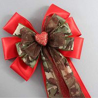 Red Sparkle Heart Camo Valentines Day Bow - Birthday Gift Wrap Bow