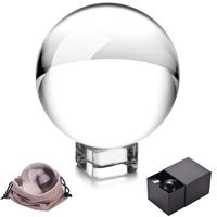 JIHUI Crystal Ball, K9 Crystal Ball Clear 3-1/5 Inch （80mm） with Crystal Stand and Pouch for Decorative Photography Prop