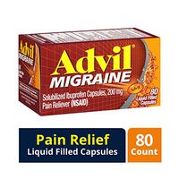 Advil Migraine Pain Reliever, Solubilized Ibuprofen 200mg, 80 Count, Liquid Filled Capsules, Powerful Migraine Relief
