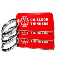 My Identity Doctor - 3 Pre-Engraved On Blood Thinners Plastic Medical Alert ID Keychains, Small 2.25 x .79 Inch