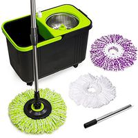Simpli-Magic 79117 Spin Mop Cleaning Kit, Mop & Refills, Black/Green