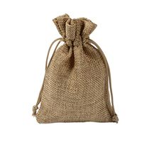 BZCTAH 20 PCS 9 x 12cm Linen Cotton Bags Jewelry Pouch Burlap Jute Bags, Reusable Cloth Souvenir Gift Bag with Drawstrings for Wedding Holiday, Treat DIY Craft Favor Bags Sack Pouch, Khaki#1