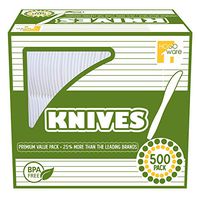 HOGOWARE Plastic, Disposable Utensils Bulk Set | Plastic-Ware Cutlery, 500 Pieces, for Dinner Party, Serving Wedding Cake, Pie & Desserts (Knives, White)