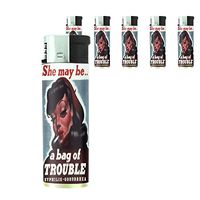 Refillable Electronic Lighter Set of 5 Pieces D-191 She May Be A Bag of Trouble