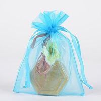 Organza Drawstring Gift Bag 8 x 12 inches 8"x12" (Quantity of 10, Turquoise)