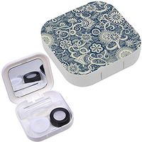 Portable Contact Lens Case Box Travel Kit Mirror + Bottle + Tweezers Container Holder [ Floral Retro ]