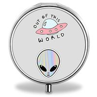 IMLONE Pill Organizer, Customized Alien Out of This World Pill Boxes with 3 Components Metal Pill Container for Purse