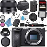 Sony Alpha a6500 Mirrorless Digital Camera (Body) ILCE6500/B + Sony E 35mm f/1.8 OSS Lens SEL35F18 + NP-FW50 Replacement Lithium Ion Battery + External Rapid Charger + Deluxe Cleaning Kit Bundle