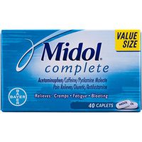 Midol Complete, Menstrual Period Symptoms Relief Including Premenstrual Cramps, Pain, Headache, and Bloating, Caplets, 40 Count, Packaging May Vary