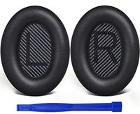 Professional Replacement Earpads Cushions for Bose QuietComfort 35 (QC35) & Quiet Comfort 35 II (QC35 ii) Headphones, Ear Pads with Softer Leather, Noise Isolation Foam, Added Thickness (Black)