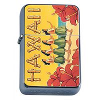 Perfection In Style Silver Flip Top Oil Lighter Vintage Hawaiian Art Design 010