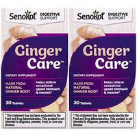 Senokot Ginger Care, Nausea & Upset Stomach Relief, Dietary Supplement Tablet (30 Tablets), Pack of 2