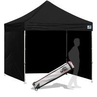 Eurmax 8x8 Feet Ez Pop up Sport Tent, Pop-up Instant Tent, Outdoor Canopies Gazebo with Sidewalls Bonus Roller Bag (Black)