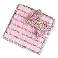 Lzttyee Alloy Portable Women Cigarette Box Case Bling Bling Pocket Carrying Cigarettes Storage Holder (Pink)