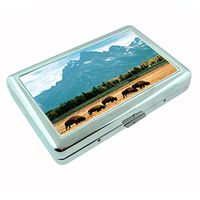 Perfection In Style Silver Cigarette Case Metal Wallet Bison Design D003