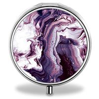 Marble Pill Case, Round Stainless Drug Organizer Container Medicine Cover for Pocket Daily&Weekly