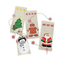 12 Canvas Holiday Gift Bags and Ties Set