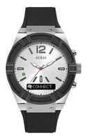 GUESS Women's CONNECT Smartwatch with Amazon Alexa and Silicone Strap Buckle - iOS and Android Compatible -  Silver
