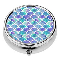 Round Pill Box Pocket, Medicine Tablet Holder Organizer Case for Purse, Pill Case of Wonder Woman (Fish Scales)