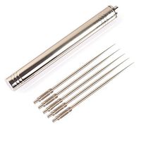FREELOVE Titanium Alloy Seal Waterproof Mini Metal Toothpick Tube Barrel With 5 Toothpicks by, No Rust, Portable Hole, Creative EDC Gift (Silver)