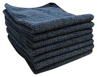 Micro Detailers 24 PREMIUM Grade Plush Microfiber Cleaning Cloth by 16"x16" - Highly Absorbent Auto Detailing Towels (Black)