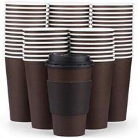 100 Pack Disposable Coffee Cups with Lids 16 oz - Superior Quality 16 Oz Paper Hot Coffee Cups with Sleeves for comfortable Cup holding and tight Lids to prevent leaks