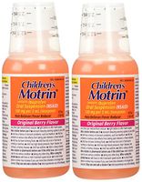 2 Combo Pack Children's Motrin Ibuprofen Pain Fever Reliever Original Berry Flavor of 4 Oz
