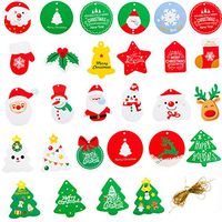 PAMASE 108pcs Christmas Card Paper Gift Tags- 27 Design Xmas Snowflake Santa Elk Tree Snowman Hang Labels with Twine for DIY Crafts Holiday Present Wrap Label Package Christmas Tree Ornament Name Card