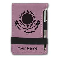 Mini Notepad, Flag of Kazakhstan, Personalized Engraving Included (Pink)